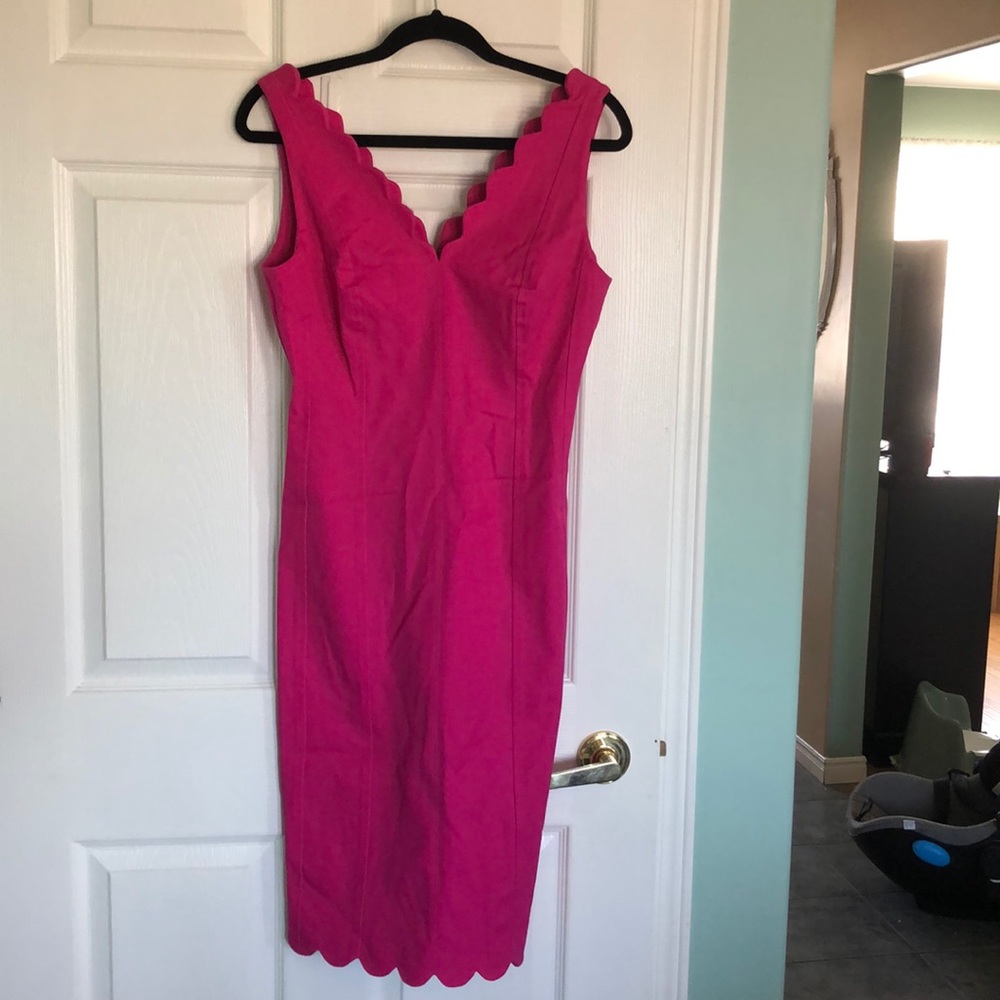 Banana Republic Pink Scalloped Midi Dress